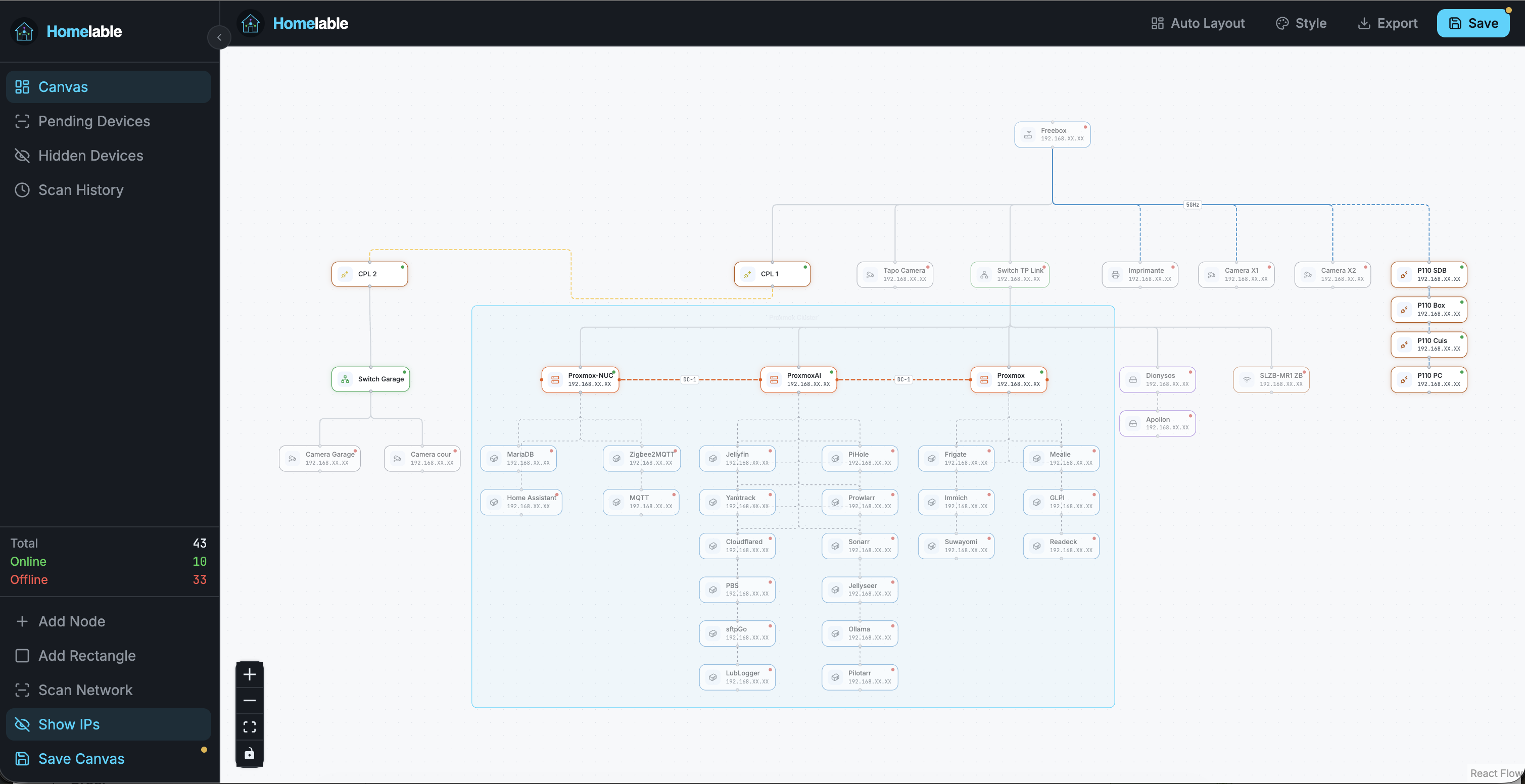 Homelable node detail